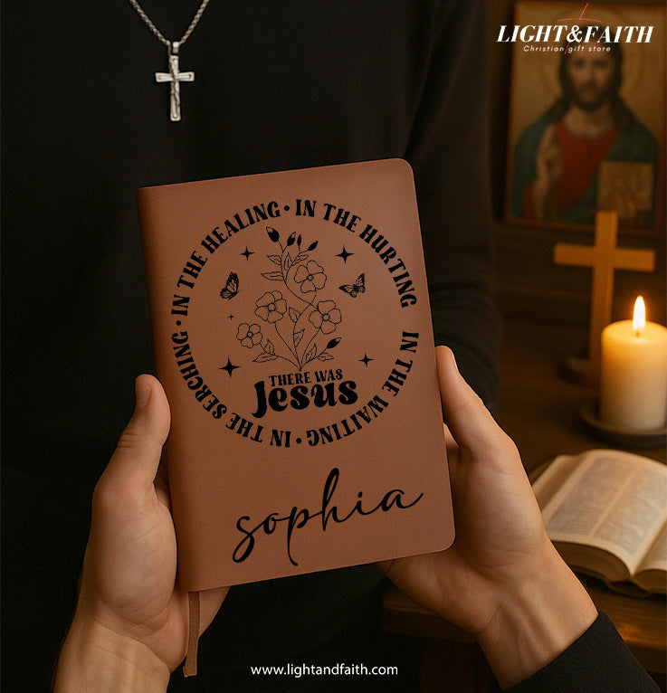 Personalized Christian Journal with Inspirational Quote “Jesus is the Way”, Custom Name Prayer & Faith Notebook. NBLAF14